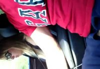 Jerking off in the car with a blonde, watched