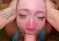 Rough throat blowjob